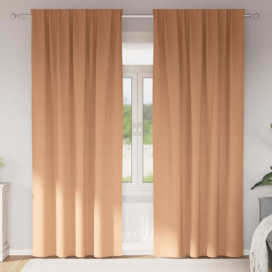 Vorhänge mit Vorhängen 2 pcs Hellbraun Polyester