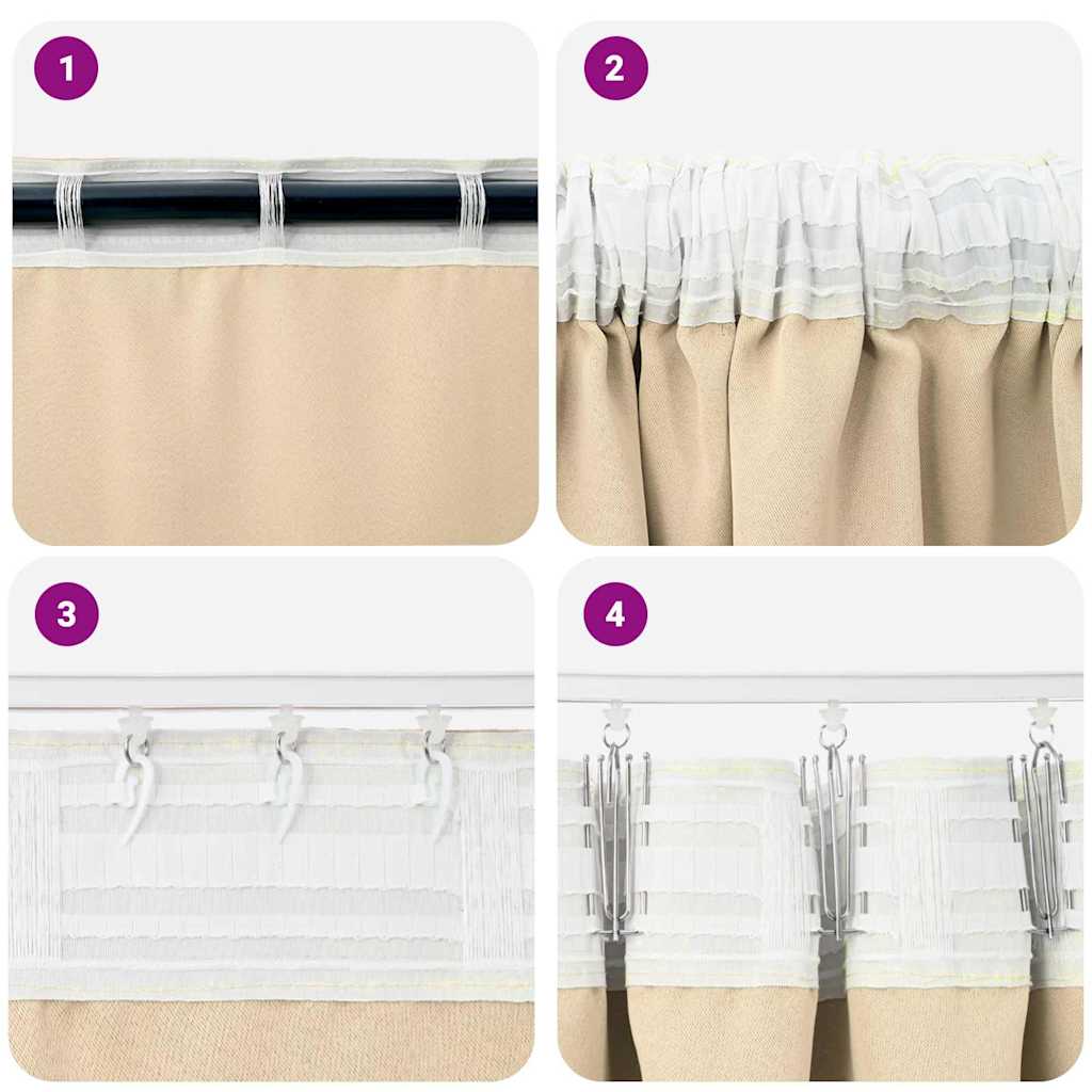 Vorhänge mit Vorhängen 2 pcs Creme Polyester