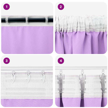 Vorhänge mit Vorhängen 2 pcs Lila Polyester