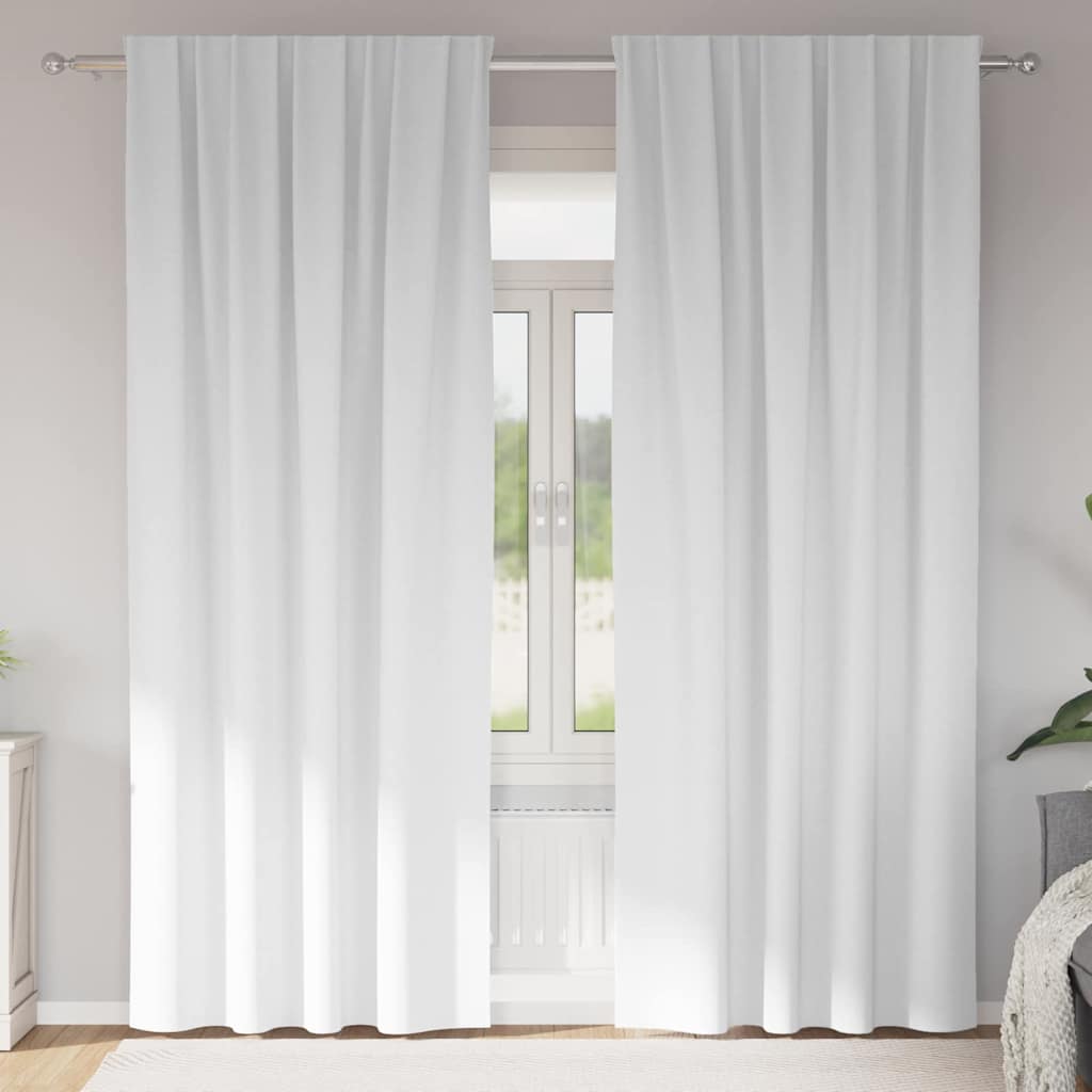 Vorhänge mit Vorhängen 2 pcs Reinweiß Polyester
