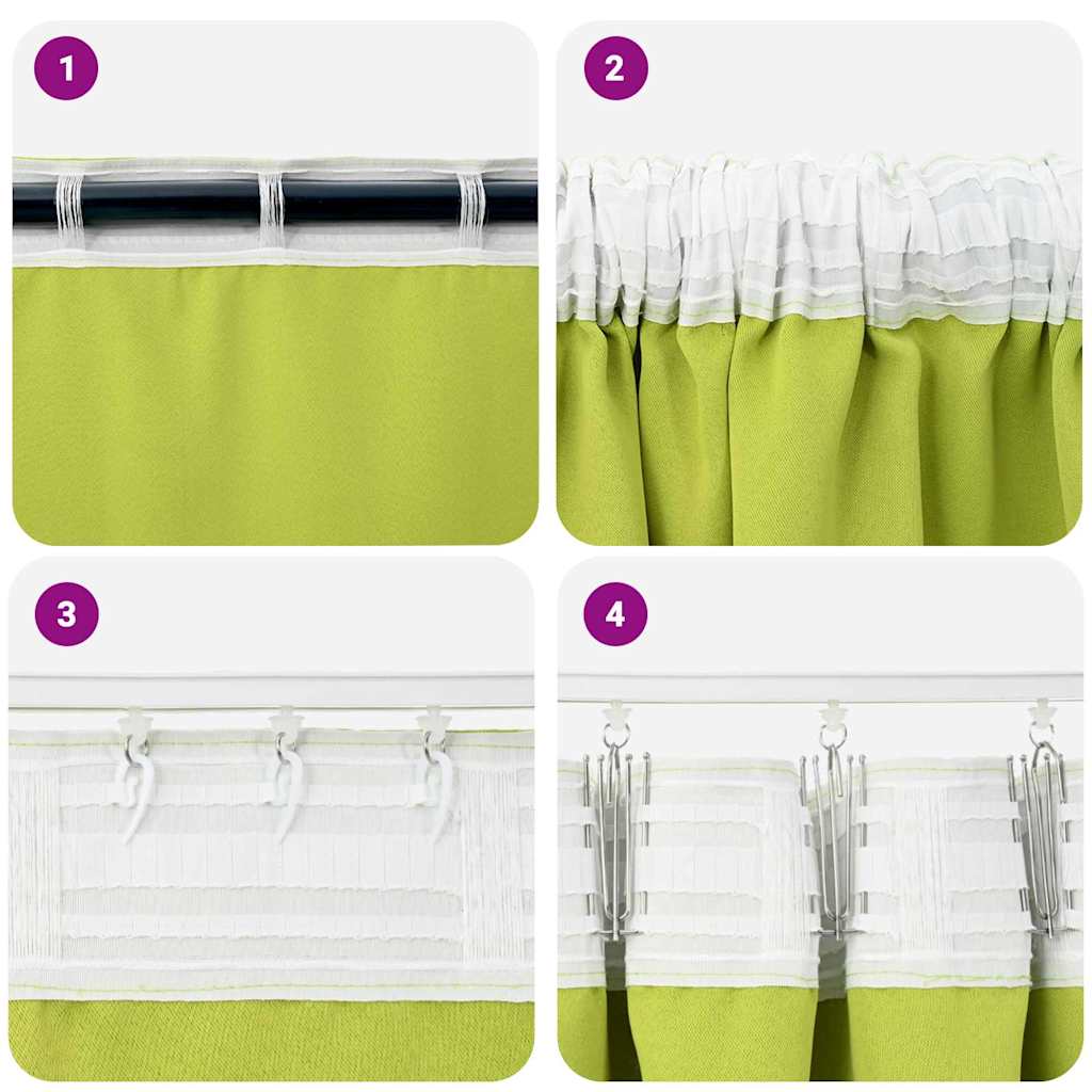Vorhänge mit Vorhängen 2 pcs Apfelgrün Polyester