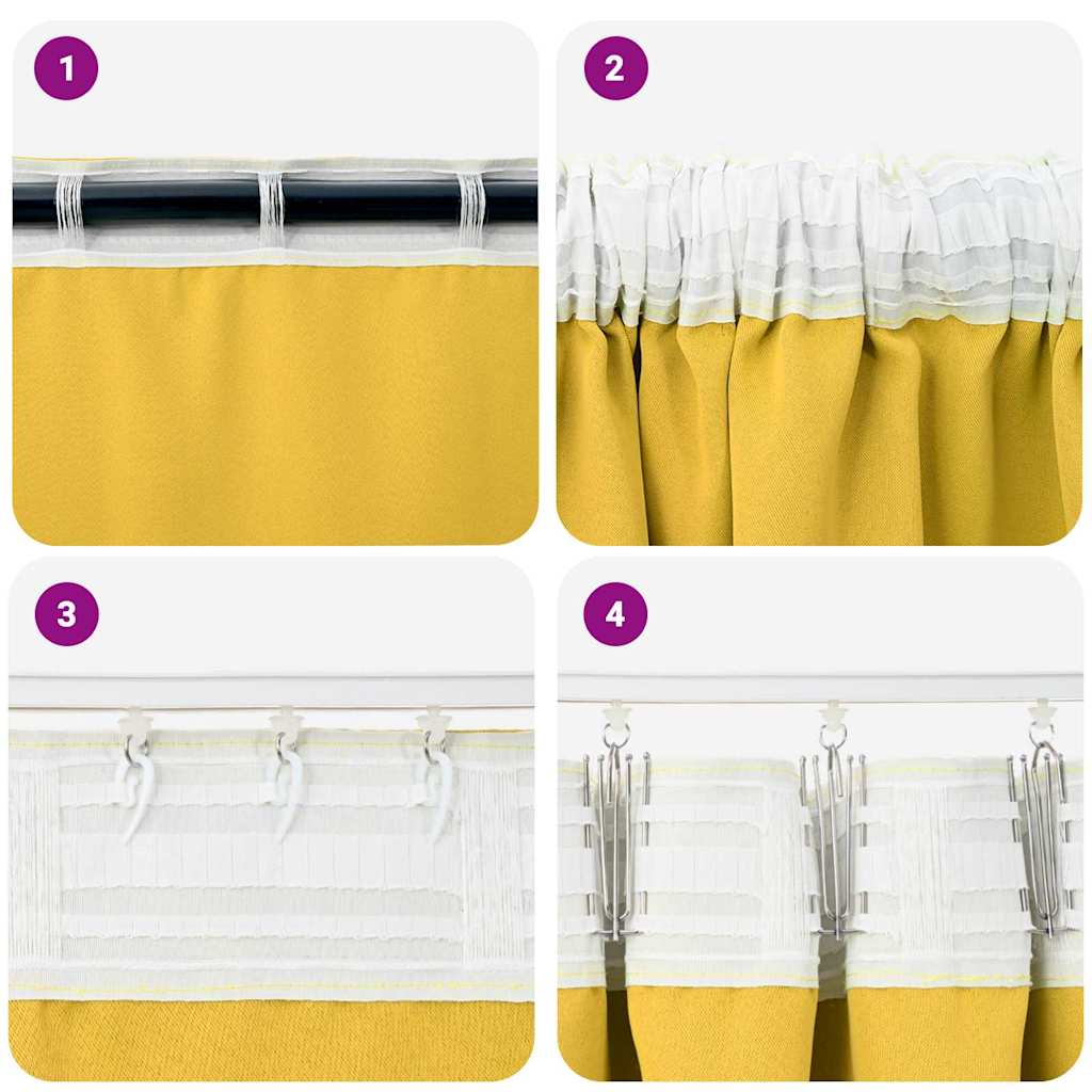 Vorhänge mit Vorhängen 2 pcs Senfgelb Polyester