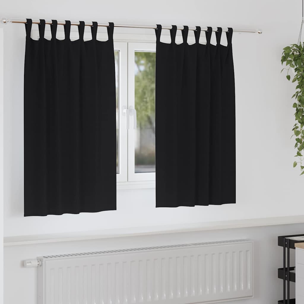 Vorhänge mit Vorhängen 2 pcs Schwarz Polyester