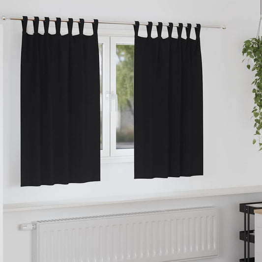 Vorhänge mit Vorhängen 2 pcs Schwarz Polyester