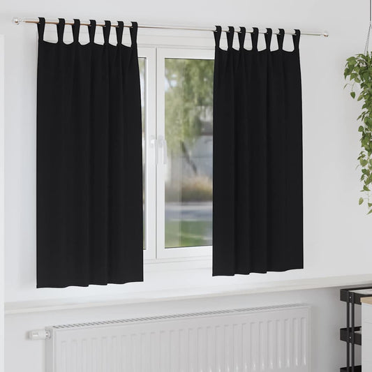 Vorhänge mit Vorhängen 2 pcs Schwarz Polyester