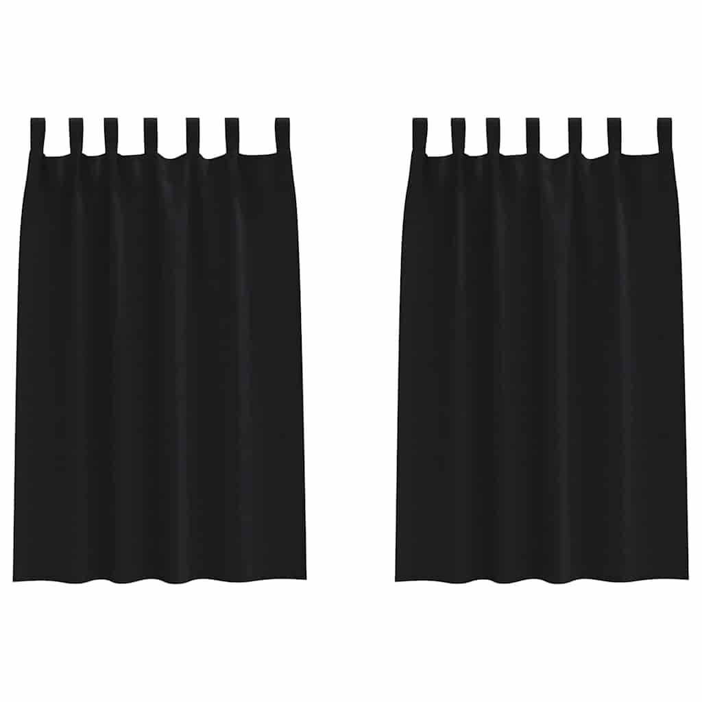 Vorhänge mit Vorhängen 2 pcs Schwarz Polyester