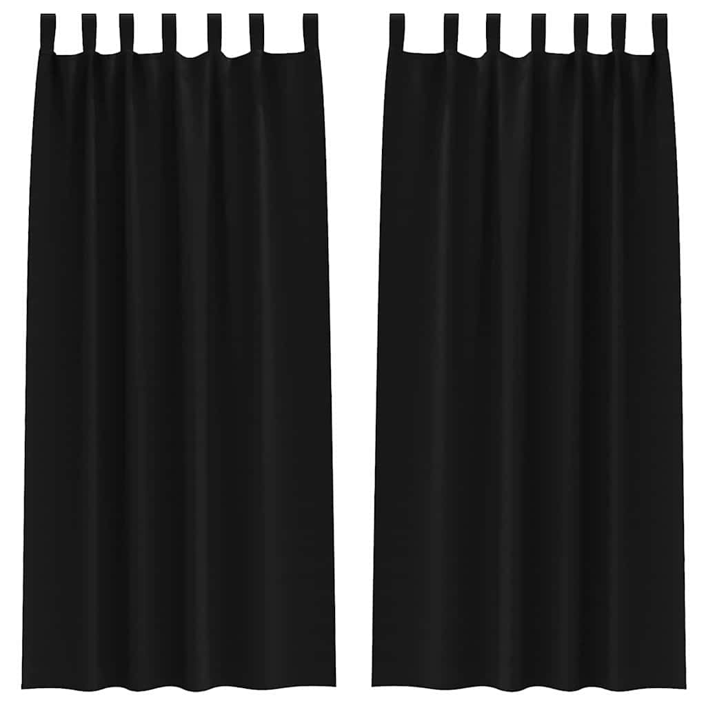 Vorhänge mit Vorhängen 2 pcs Schwarz Polyester