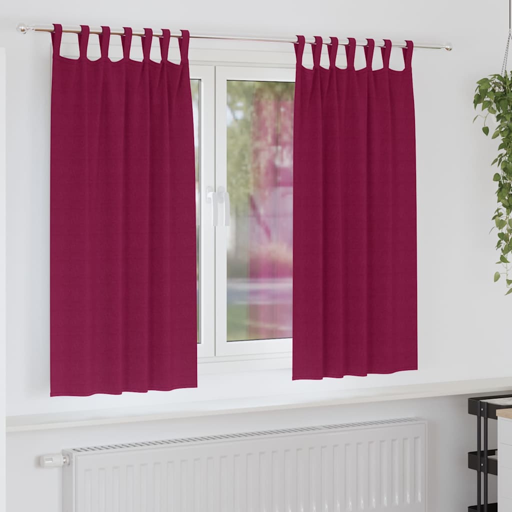Vorhänge mit Vorhängen 2 pcs Weinrot Polyester