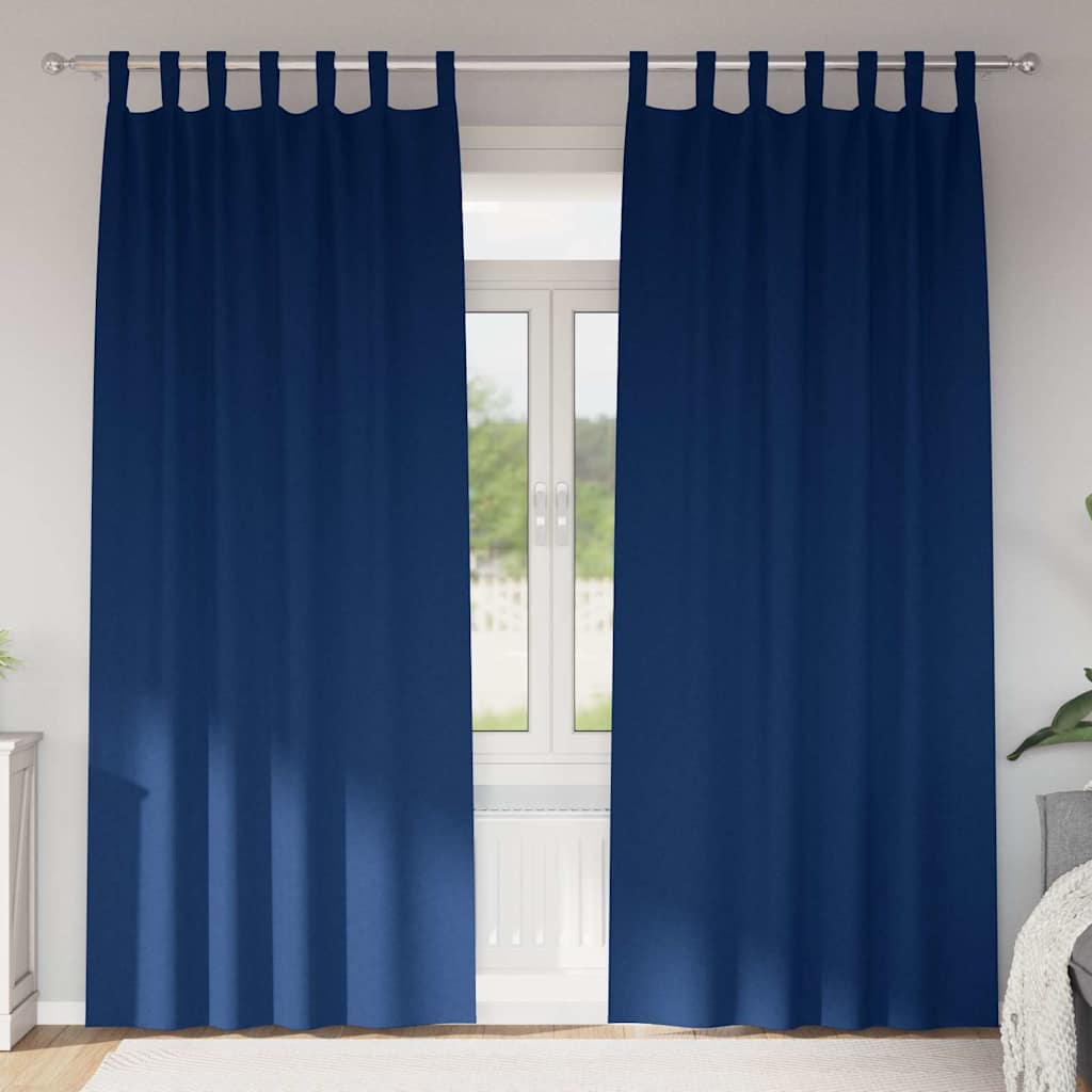Vorhänge mit Vorhängen 2 pcs Dunkelblau Polyester