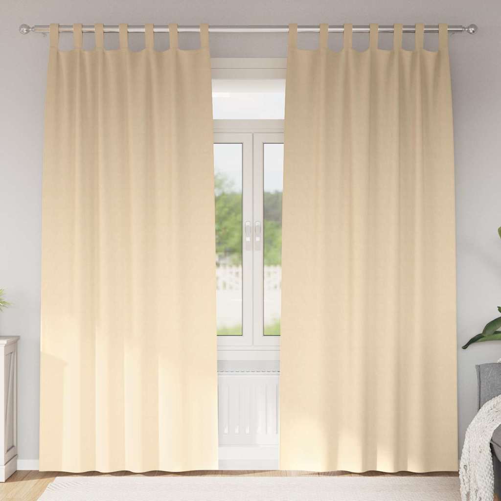 Vorhänge mit Vorhängen 2 pcs Creme Polyester