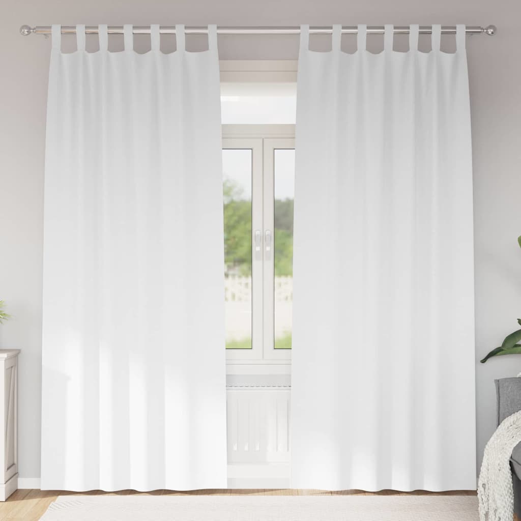 Vorhänge mit Vorhängen 2 pcs Reinweiß Polyester