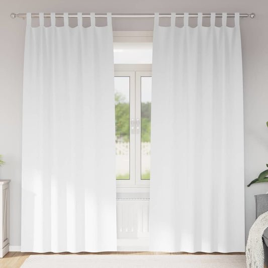 Vorhänge mit Vorhängen 2 pcs Reinweiß Polyester