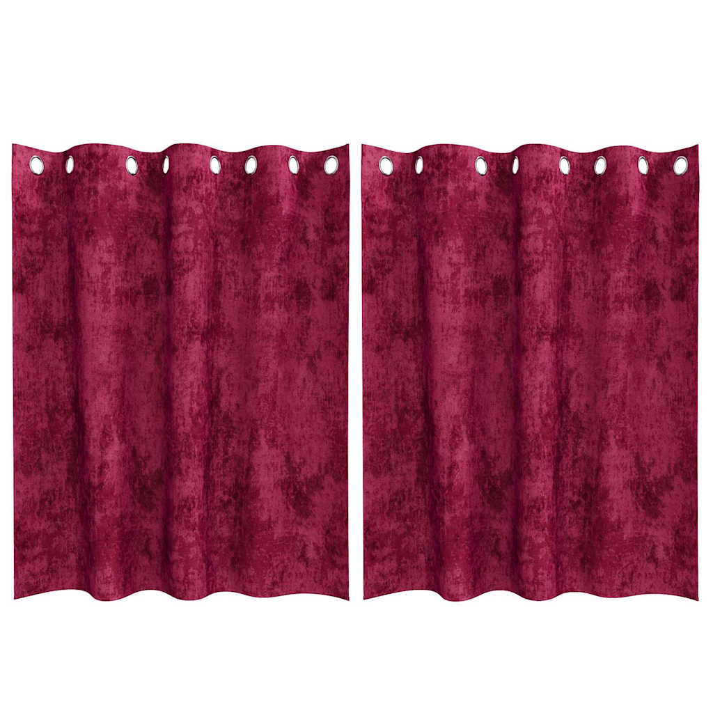 Vorhang mit Vorhängen 2 pcs Weinrot 140 x 140 cm Samt