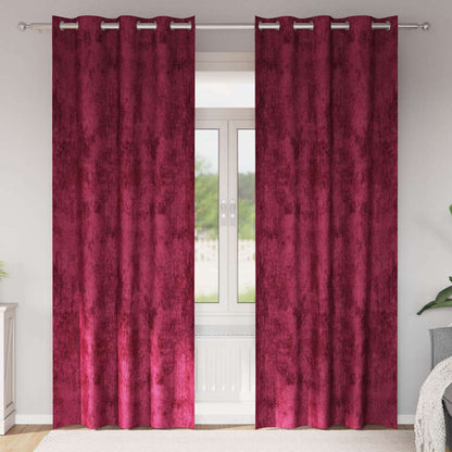 Vorhang mit Vorhängen 2 pcs Weinrot 260 x 140 cm Samt