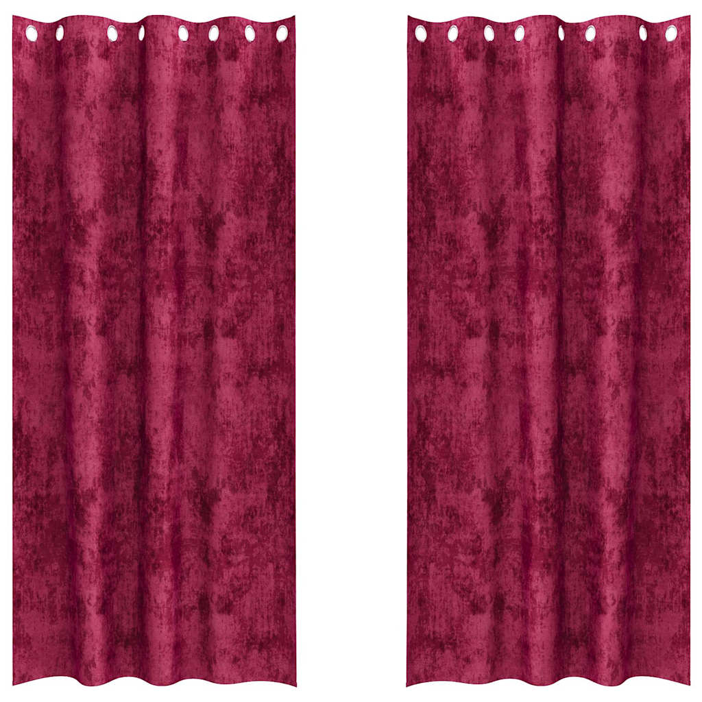 Vorhang mit Vorhängen 2 pcs Weinrot 260 x 140 cm Samt