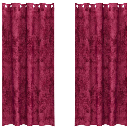 Vorhang mit Vorhängen 2 pcs Weinrot 260 x 140 cm Samt