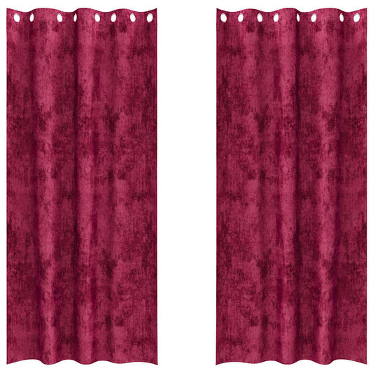 Vorhang mit Vorhängen 2 pcs Weinrot 260 x 140 cm Samt