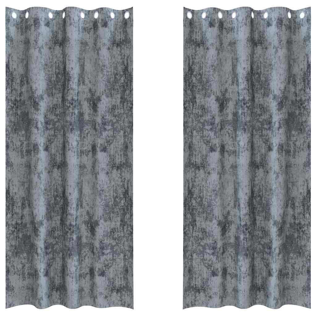 Vorhang mit Vorhängen 2 pcs Silbergrau 225 x 140 cm Samt