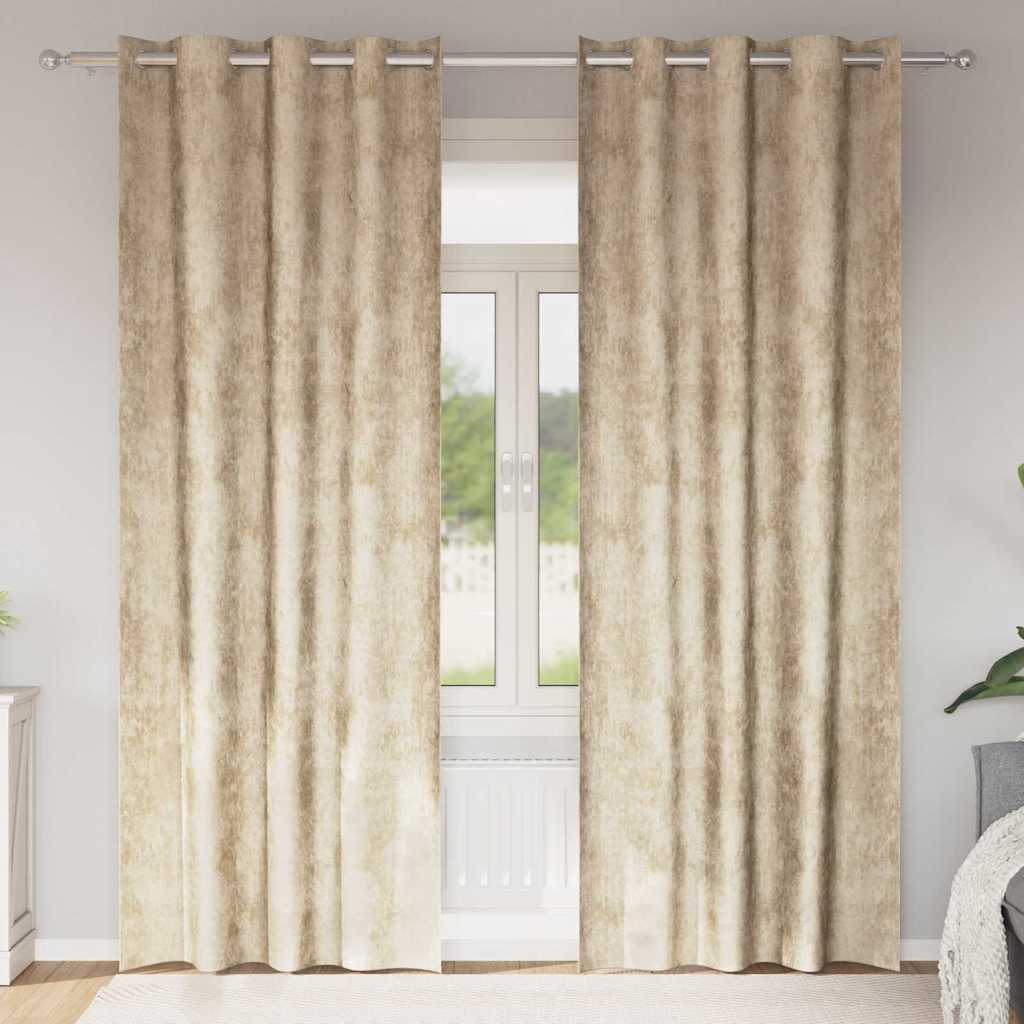 Vorhang mit Vorhängen 2 pcs Creme 260 x 140 cm Samt