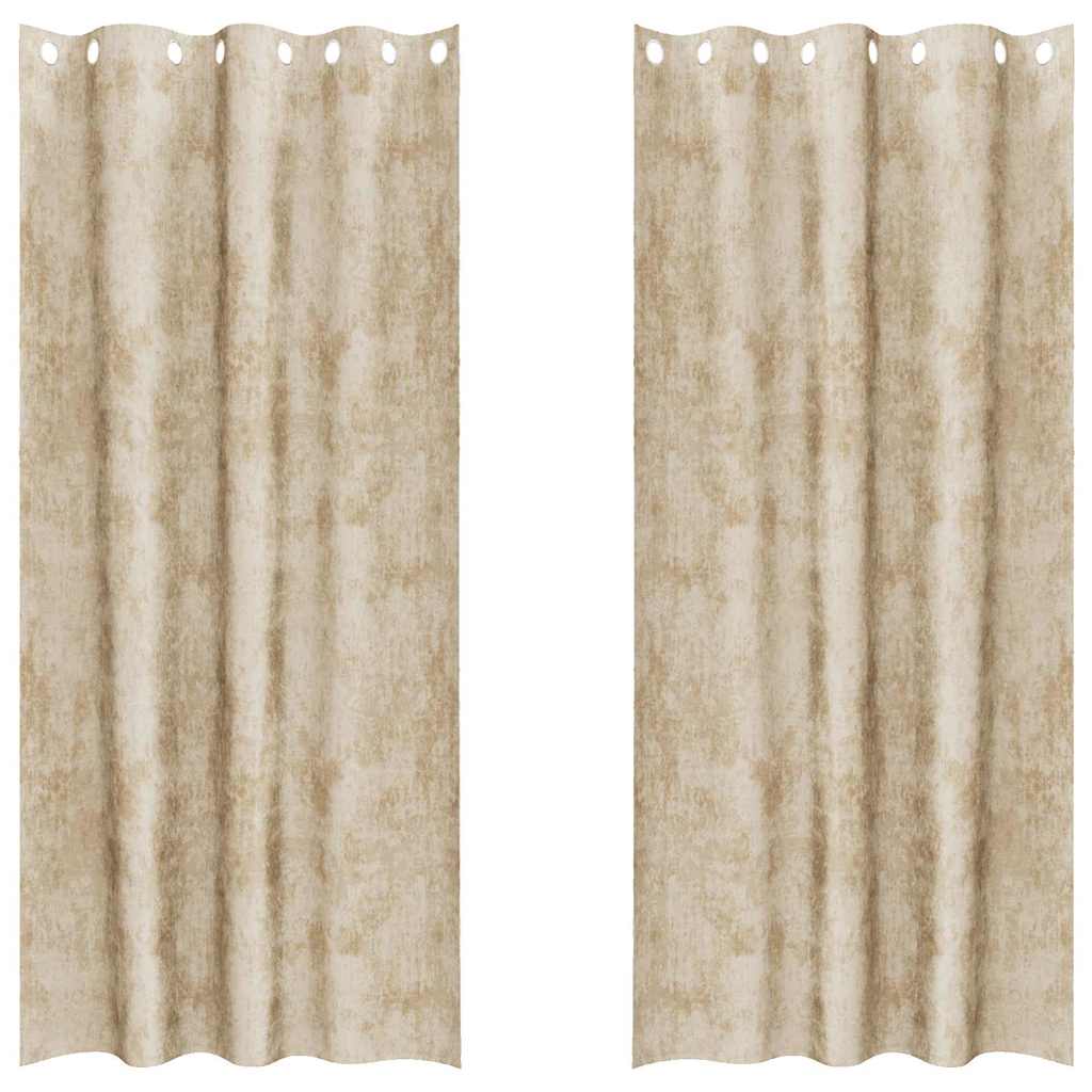 Vorhang mit Vorhängen 2 pcs Creme 260 x 140 cm Samt