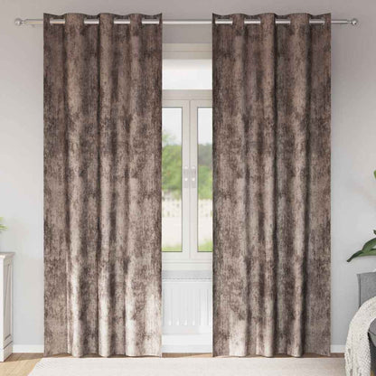 Vorhang mit Vorhängen 2 pcs Cappuccino 225 x 140 cm Samt