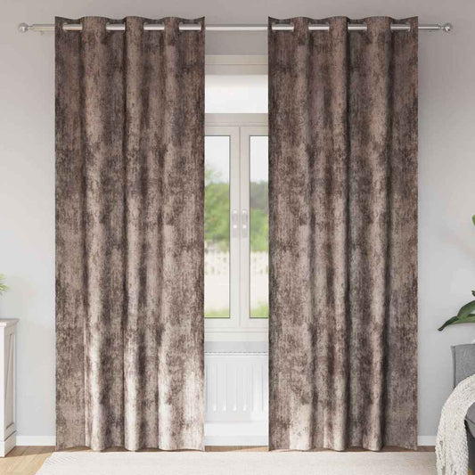 Vorhang mit Vorhängen 2 pcs Cappuccino 225 x 140 cm Samt