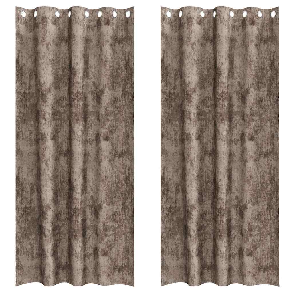 Vorhang mit Vorhängen 2 pcs Cappuccino 225 x 140 cm Samt