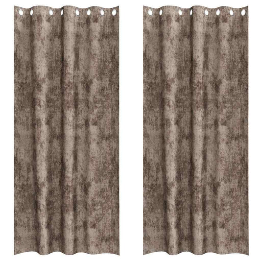 Vorhang mit Vorhängen 2 pcs Cappuccino 225 x 140 cm Samt