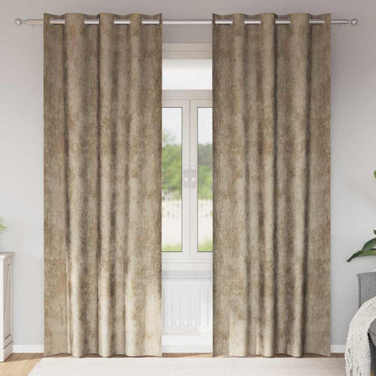 Vorhang mit Vorhängen 2 pcs Champagner 225 x 140 cm Samt