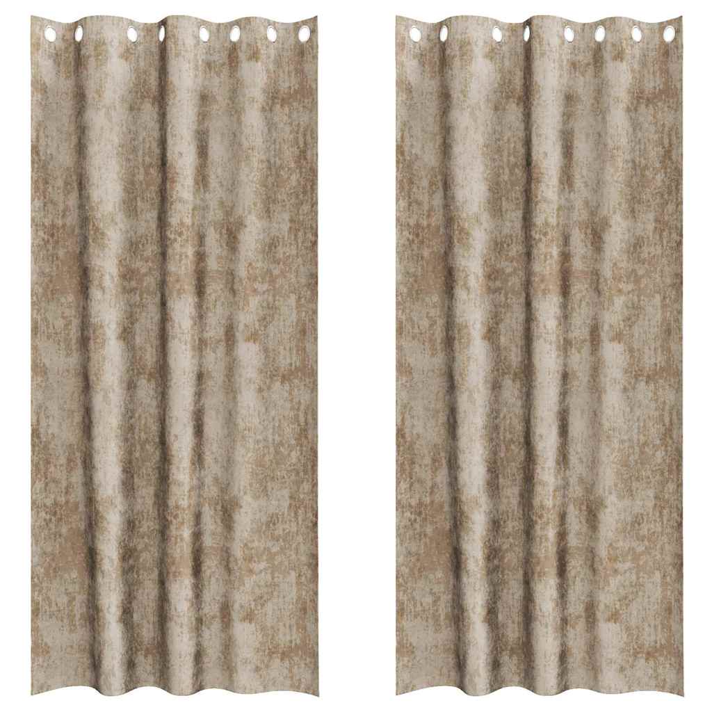 Vorhang mit Vorhängen 2 pcs Champagner 225 x 140 cm Samt