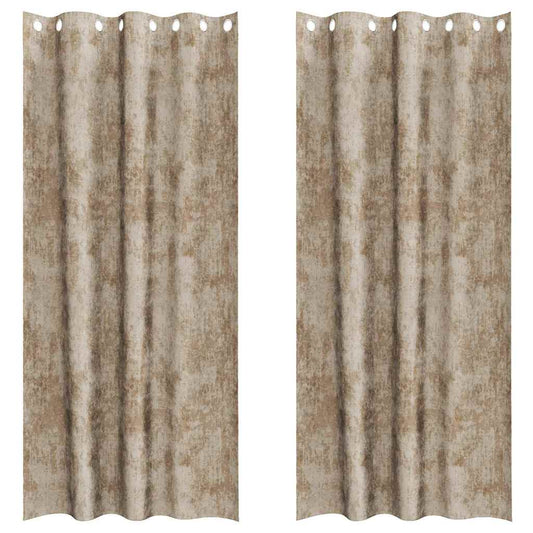 Vorhang mit Vorhängen 2 pcs Champagner 225 x 140 cm Samt
