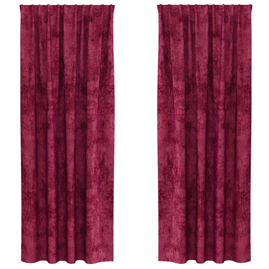 Vorhang mit Vorhängen 2 pcs Weinrot 225 x 140 cm Samt