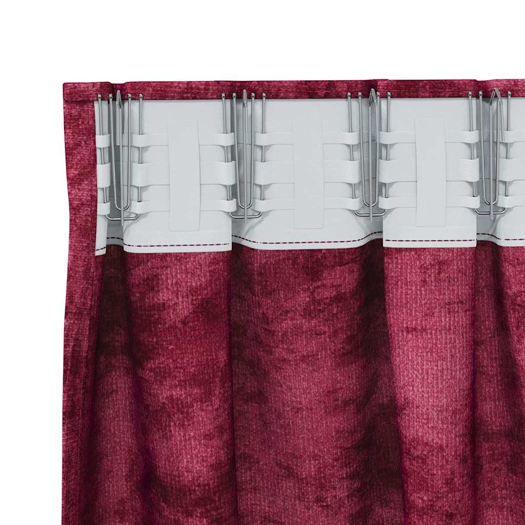 Vorhang mit Vorhängen 2 pcs Weinrot 245 x 140 cm Samt
