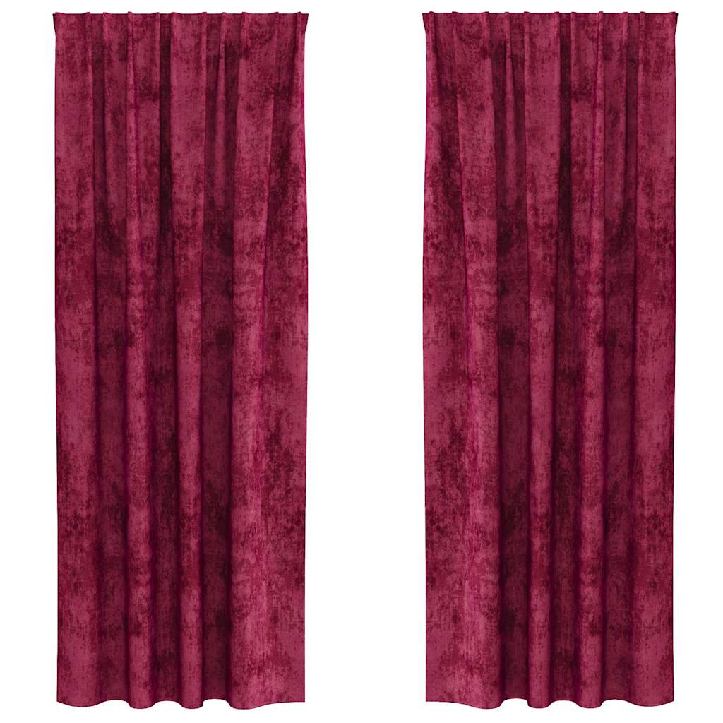 Vorhang mit Vorhängen 2 pcs Weinrot 245 x 140 cm Samt