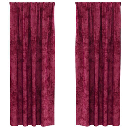 Vorhang mit Vorhängen 2 pcs Weinrot 245 x 140 cm Samt