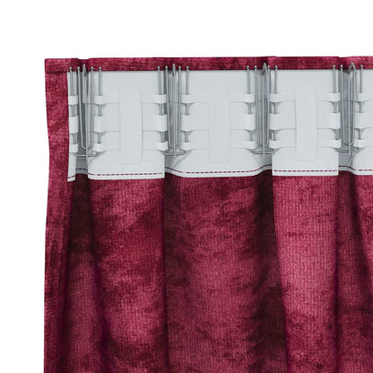 Vorhang mit Vorhängen 2 pcs Weinrot 260 x 140 cm Samt