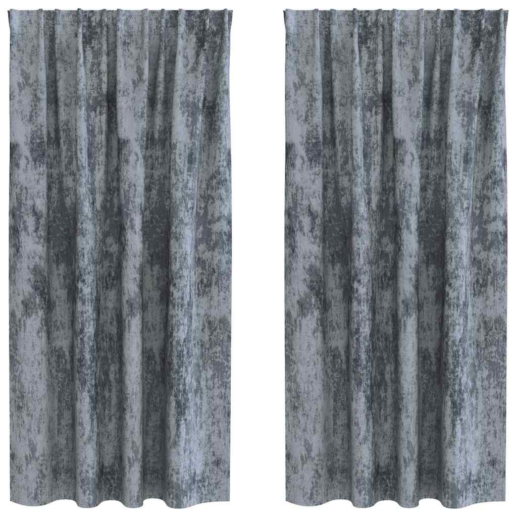 Vorhang mit Vorhängen 2 pcs Silbergrau 175 x 140 cm Samt