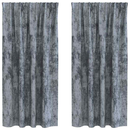 Vorhang mit Vorhängen 2 pcs Silbergrau 175 x 140 cm Samt