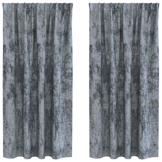 Vorhang mit Vorhängen 2 pcs Silbergrau 175 x 140 cm Samt