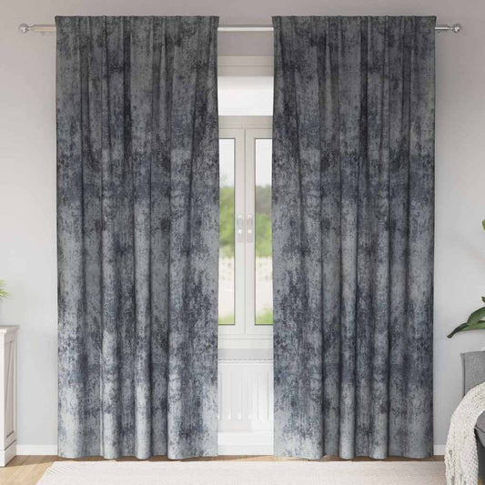 Vorhang mit Vorhängen 2 pcs Silbergrau 225 x 140 cm Samt