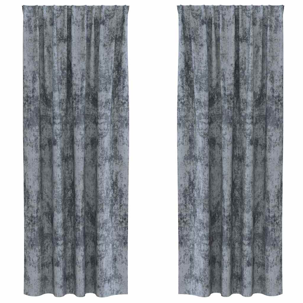 Vorhang mit Vorhängen 2 pcs Silbergrau 225 x 140 cm Samt
