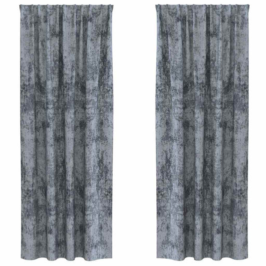 Vorhang mit Vorhängen 2 pcs Silbergrau 225 x 140 cm Samt