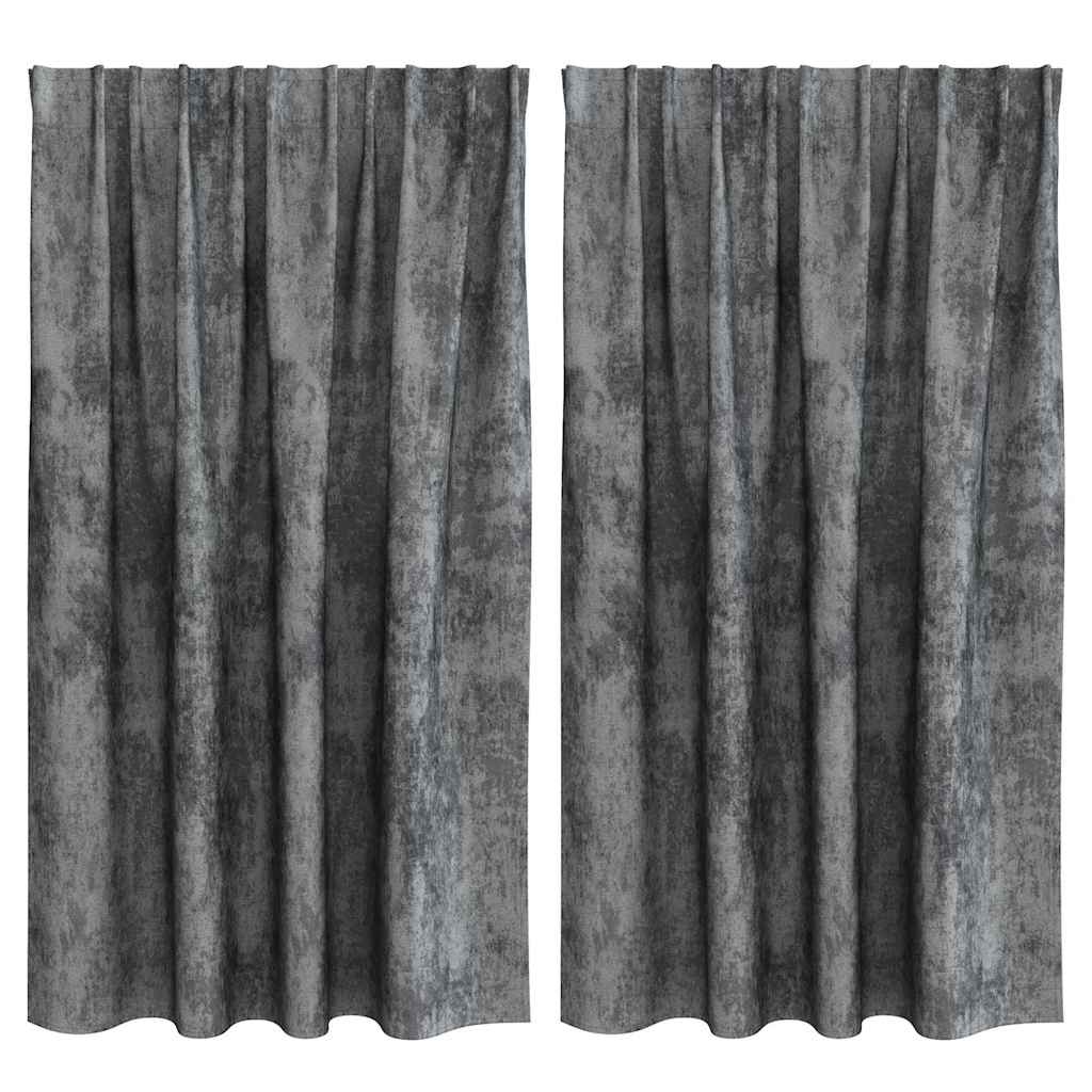 Vorhang mit Vorhängen 2 pcs Grau 140 x 140 cm Samt
