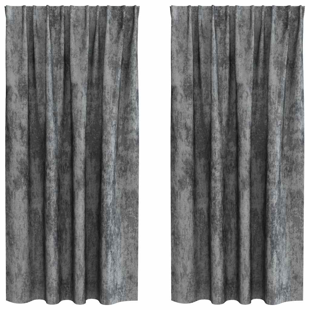 Vorhang mit Vorhängen 2 pcs Grau 175 x 140 cm Samt