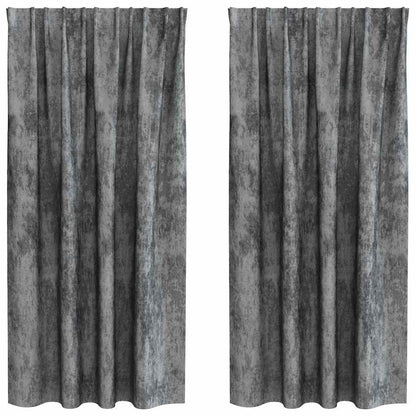 Vorhang mit Vorhängen 2 pcs Grau 175 x 140 cm Samt