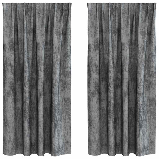 Vorhang mit Vorhängen 2 pcs Grau 175 x 140 cm Samt