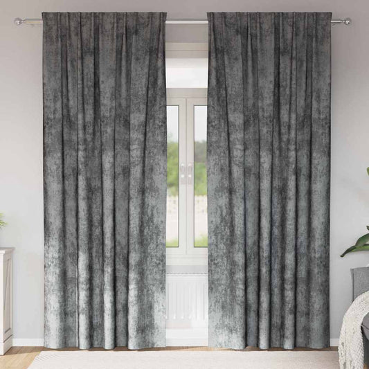 Vorhang mit Vorhängen 2 pcs Grau 225 x 140 cm Samt