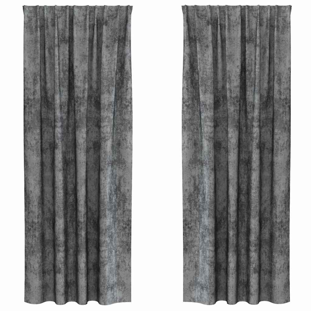 Vorhang mit Vorhängen 2 pcs Grau 225 x 140 cm Samt