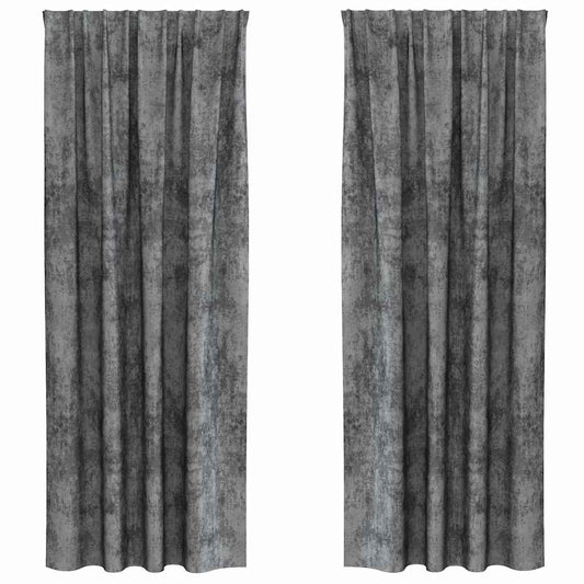 Vorhang mit Vorhängen 2 pcs Grau 225 x 140 cm Samt