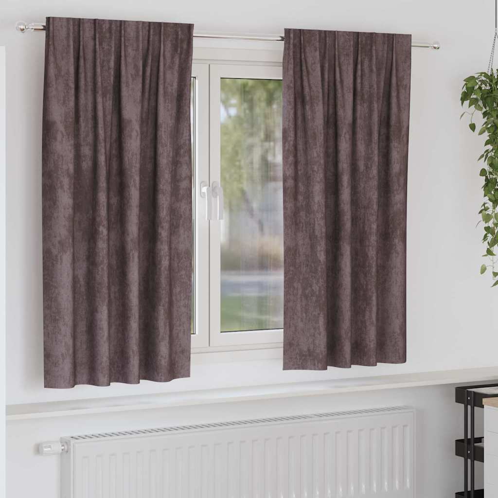 Vorhang mit Vorhängen 2 pcs Braun 175 x 140 cm Samt